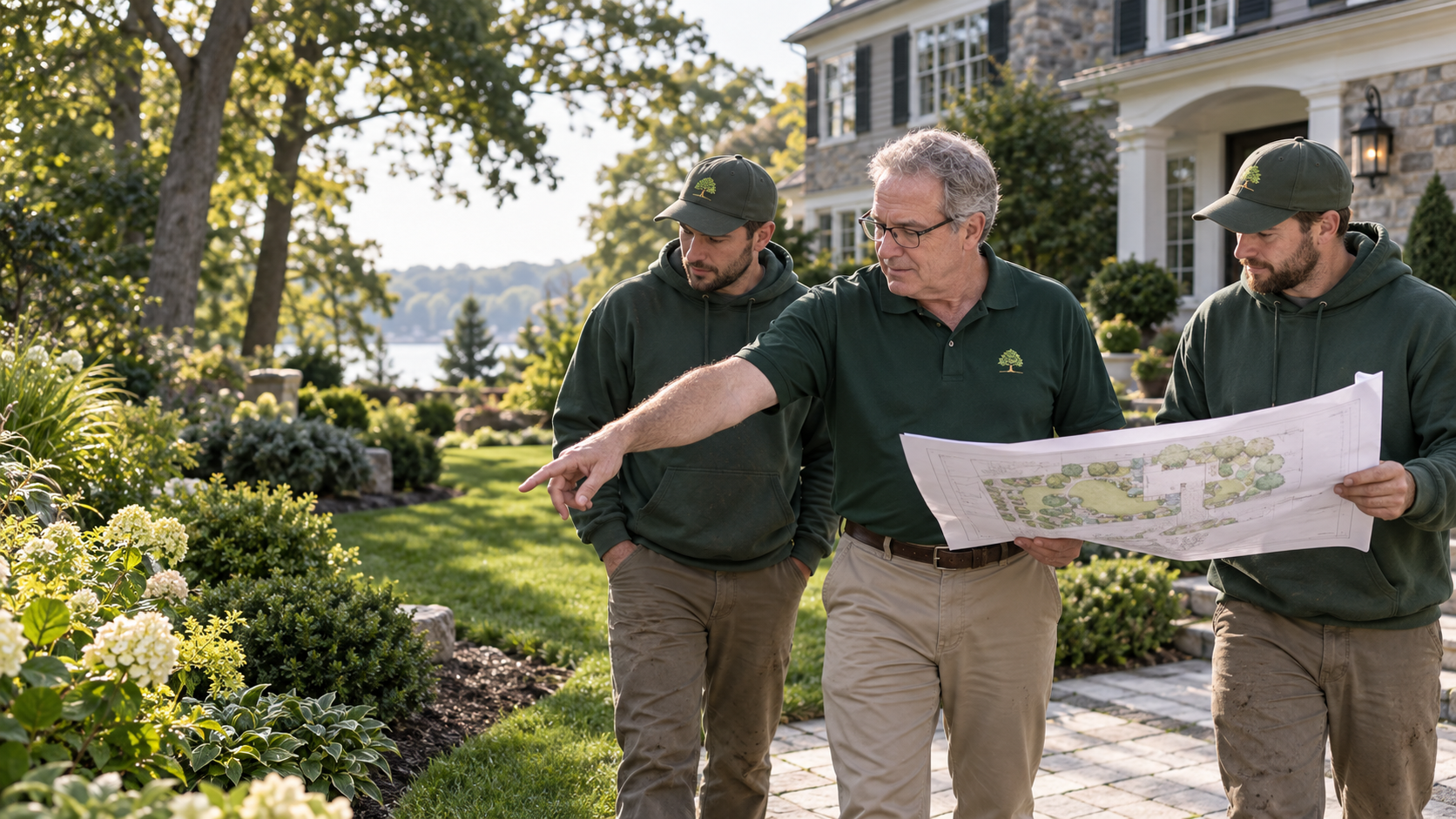 Cohesive landscape design surrounding a Fairfield County residence